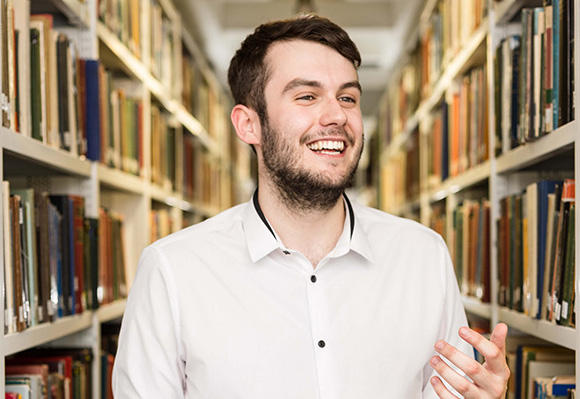 Student in the library